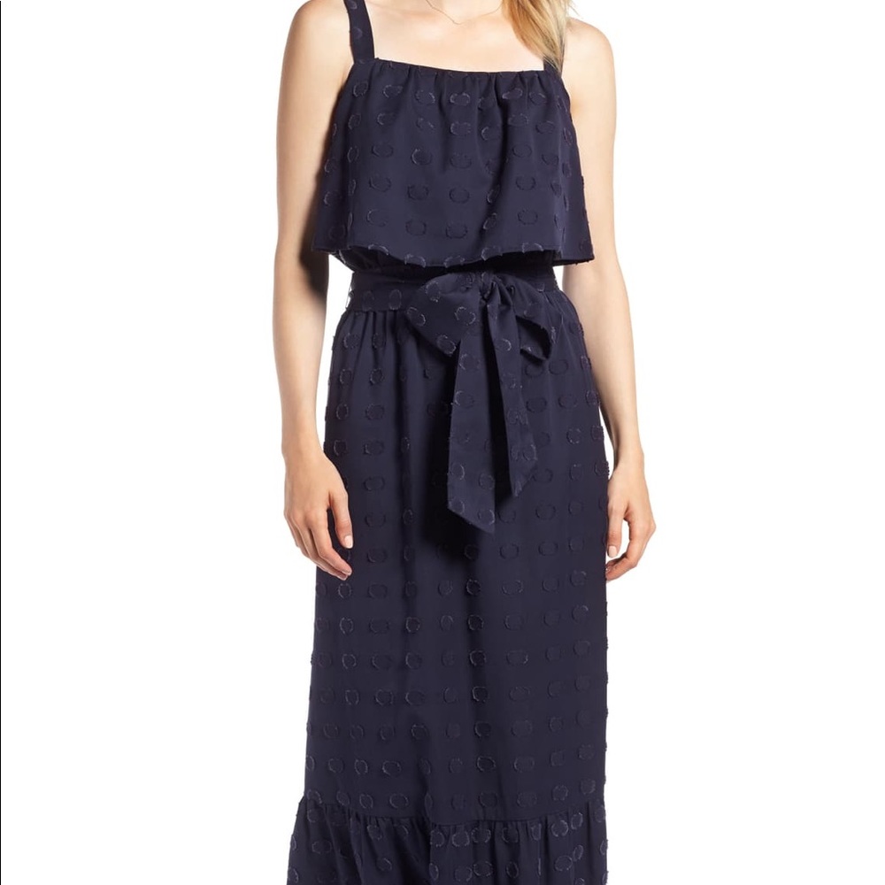Navy Clip Dot Popover Maxi Dress
Nordstrom 1901
